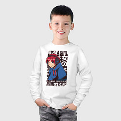Лонгслив хлопковый детский Girl Who Loves Anime and K-POP, цвет: белый — фото 2
