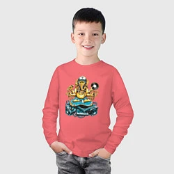 Лонгслив хлопковый детский ДИДЖЕЙ INDI DJ Z, цвет: коралловый — фото 2