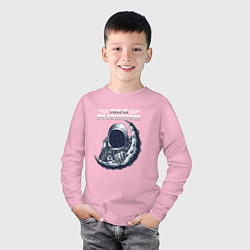 Лонгслив хлопковый детский Космонавт и луна, цвет: светло-розовый — фото 2