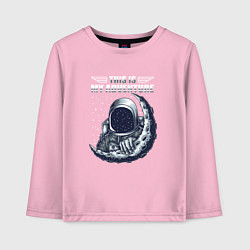 Лонгслив хлопковый детский Космонавт и луна, цвет: светло-розовый