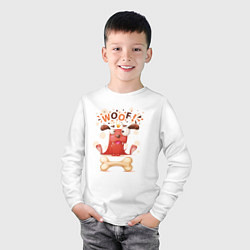 Лонгслив хлопковый детский Смешной песик, цвет: белый — фото 2
