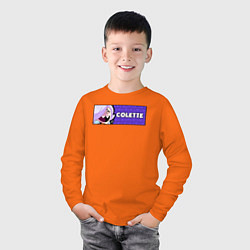 Лонгслив хлопковый детский COLETTE ПЛАШКА, цвет: оранжевый — фото 2