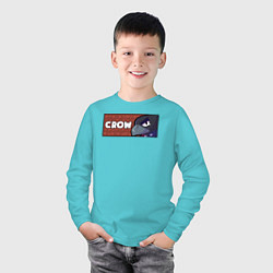 Лонгслив хлопковый детский CROW ПЛАШКА, цвет: бирюзовый — фото 2