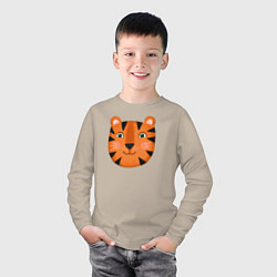 Лонгслив хлопковый детский Тигр, цвет: миндальный — фото 2
