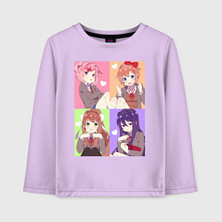 Лонгслив хлопковый детский Girls Doki Doki коллаж, цвет: лаванда
