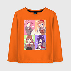 Лонгслив хлопковый детский Girls Doki Doki коллаж, цвет: оранжевый