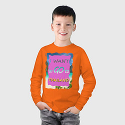 Лонгслив хлопковый детский Я хочу в Тайланд, цвет: оранжевый — фото 2