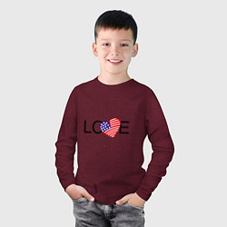 Лонгслив хлопковый детский Love, цвет: меланж-бордовый — фото 2
