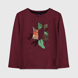 Лонгслив хлопковый детский Geometry Fox, цвет: меланж-бордовый