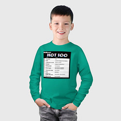 Лонгслив хлопковый детский BTS DYNAMITE BILLBOARD HOT-100, цвет: зеленый — фото 2