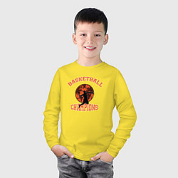 Лонгслив хлопковый детский Basketball Champions, цвет: желтый — фото 2