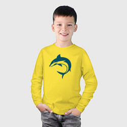 Лонгслив хлопковый детский Акула, цвет: желтый — фото 2