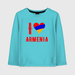 Лонгслив хлопковый детский I Love Armenia, цвет: бирюзовый