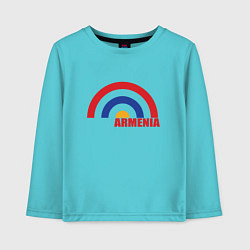 Лонгслив хлопковый детский Армения Armenia, цвет: бирюзовый