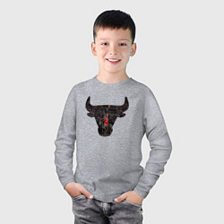 Лонгслив хлопковый детский Bulls - Jordan, цвет: меланж — фото 2