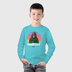 Лонгслив хлопковый детский Обезьяна Urban life, цвет: бирюзовый — фото 2