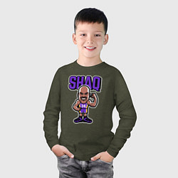 Лонгслив хлопковый детский Shaq, цвет: меланж-хаки — фото 2