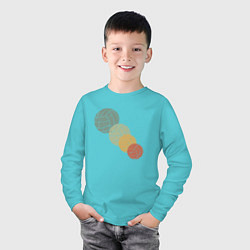 Лонгслив хлопковый детский Мячики, цвет: бирюзовый — фото 2