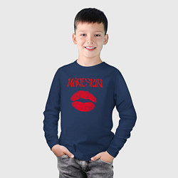 Лонгслив хлопковый детский Maneskin Монэскин Z, цвет: тёмно-синий — фото 2