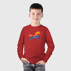Лонгслив хлопковый детский Конь цветной, цвет: красный — фото 2