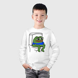 Лонгслив хлопковый детский Лягушонок пепе, цвет: белый — фото 2