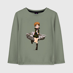 Лонгслив хлопковый детский ТАНКИСТКА, цвет: авокадо