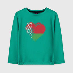 Лонгслив хлопковый детский Сердце Беларуси, цвет: зеленый