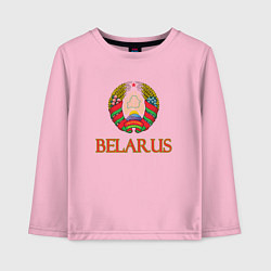 Лонгслив хлопковый детский Герб Belarus, цвет: светло-розовый
