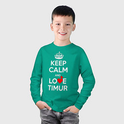 Лонгслив хлопковый детский Будь спок и люби Тимура, цвет: зеленый — фото 2