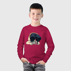 Лонгслив хлопковый детский Клинок, рассекающий демонов, цвет: маджента — фото 2
