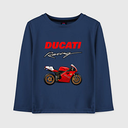 Лонгслив хлопковый детский DUCATI ДУКАТИ MOTOSPORT, цвет: тёмно-синий