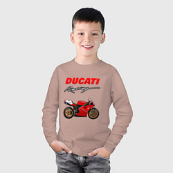 Лонгслив хлопковый детский DUCATI ДУКАТИ MOTOSPORT, цвет: пыльно-розовый — фото 2