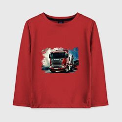 Лонгслив хлопковый детский SCANIA Дальнобой, цвет: красный