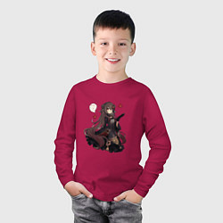 Лонгслив хлопковый детский Готическая Ху Тао, цвет: маджента — фото 2