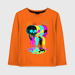 Лонгслив хлопковый детский 4 ЧЕРЕПА SKULLS NEON, цвет: оранжевый
