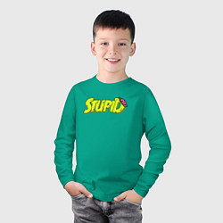 Лонгслив хлопковый детский STUPID ЗОМБИ, цвет: зеленый — фото 2
