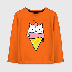 Лонгслив хлопковый детский Ice Cream Cat, цвет: оранжевый