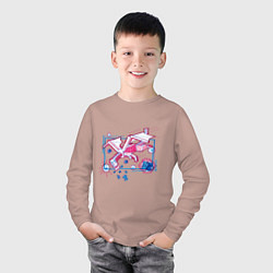 Лонгслив хлопковый детский Майнкрафт дракон края, цвет: пыльно-розовый — фото 2