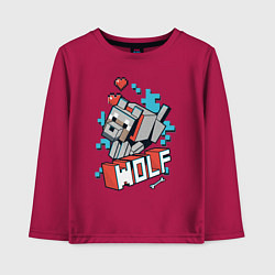 Лонгслив хлопковый детский Майнкрафт Волк, Minecraft Wolf, цвет: маджента