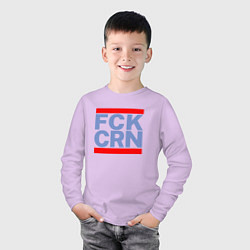 Лонгслив хлопковый детский FCK CRN, цвет: лаванда — фото 2