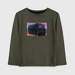Лонгслив хлопковый детский Грузовик арт, цвет: меланж-хаки