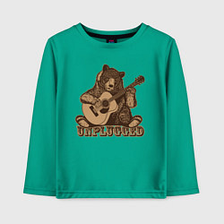 Лонгслив хлопковый детский Медведь играет на гитаре, цвет: зеленый