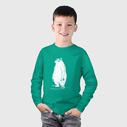 Лонгслив хлопковый детский Курьер - Медведь, цвет: зеленый — фото 2