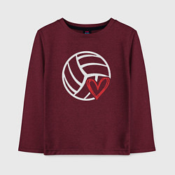 Лонгслив хлопковый детский Love Volleyball, цвет: меланж-бордовый