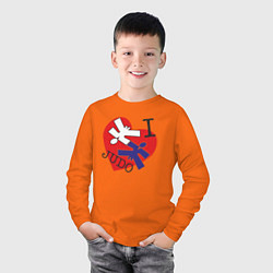 Лонгслив хлопковый детский Люблю Дзюдо, цвет: оранжевый — фото 2