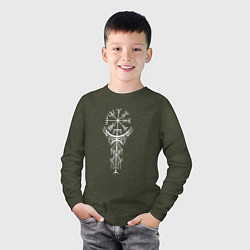 Лонгслив хлопковый детский Вегвизир Vegvisir Руна Z, цвет: меланж-хаки — фото 2