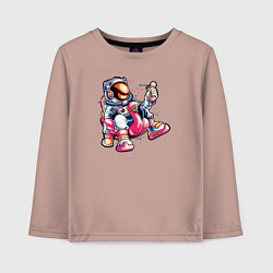 Лонгслив хлопковый детский Космонавт на реклаксе, цвет: пыльно-розовый