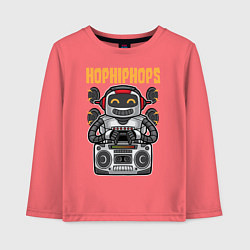 Лонгслив хлопковый детский Улыбающийся робот, цвет: коралловый