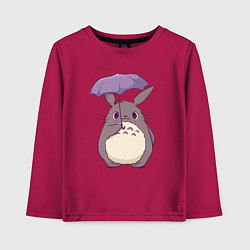 Лонгслив хлопковый детский Кавайный Тоторо с зонтиком, цвет: маджента