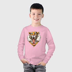 Лонгслив хлопковый детский Крутой Тигр, цвет: светло-розовый — фото 2
